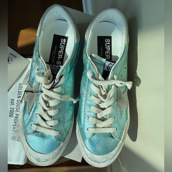 NWT Golden Goose Superstar Vintage Laminated Sneaker, Mint/teal, Size 39 (US 9) - Picture 7 of 17